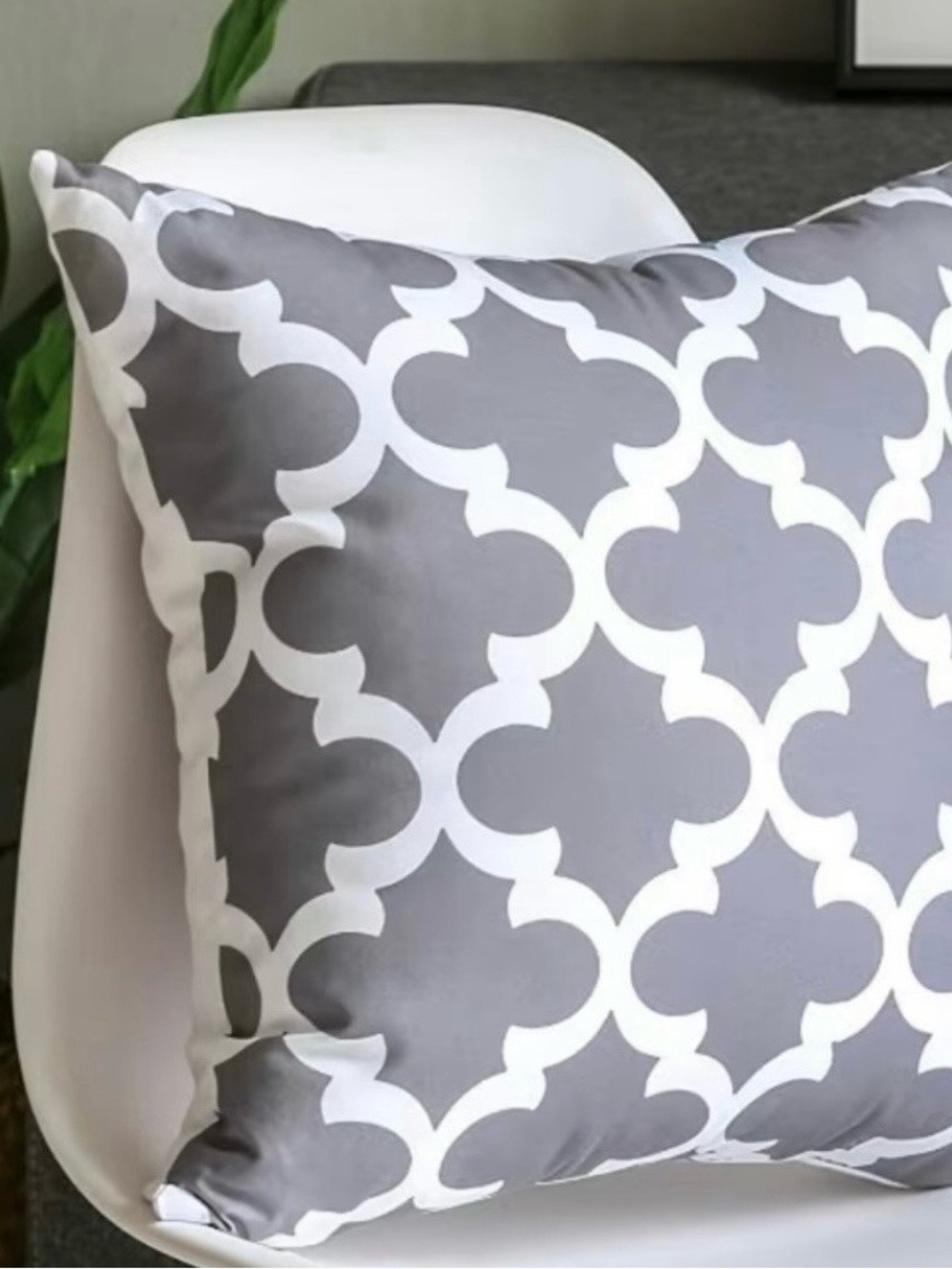 Gray and White Geometric Decorative Throw Pillow